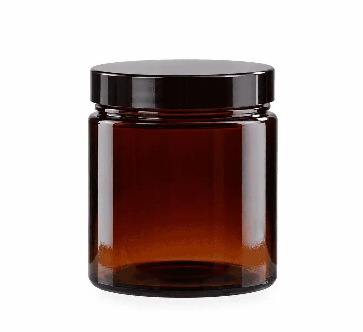 Braunglas-Tiegel 120 ml mit schwarzem Schraubverschluss