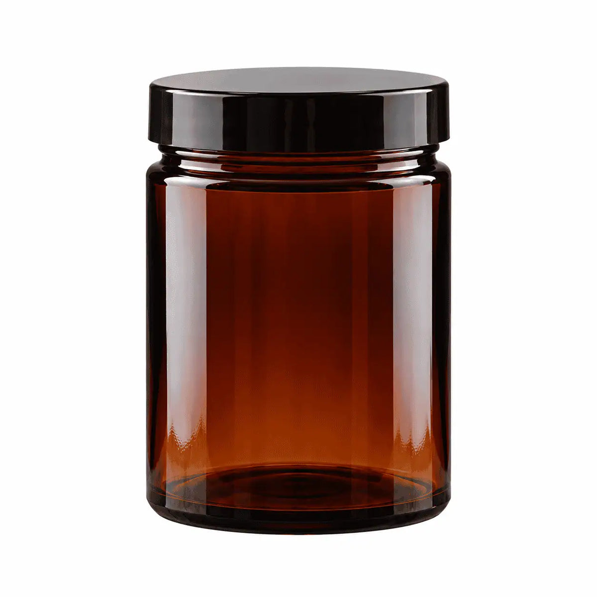Braunglas-Tiegel 180 ml mit schwarzem Schraubverschluss