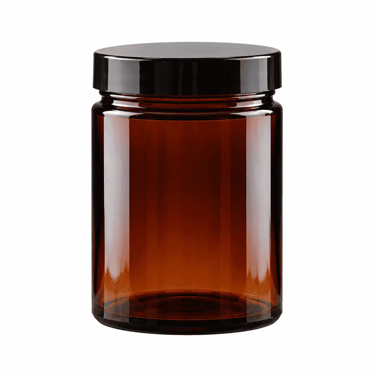 Braunglas-Tiegel 180 ml mit schwarzem Schraubverschluss